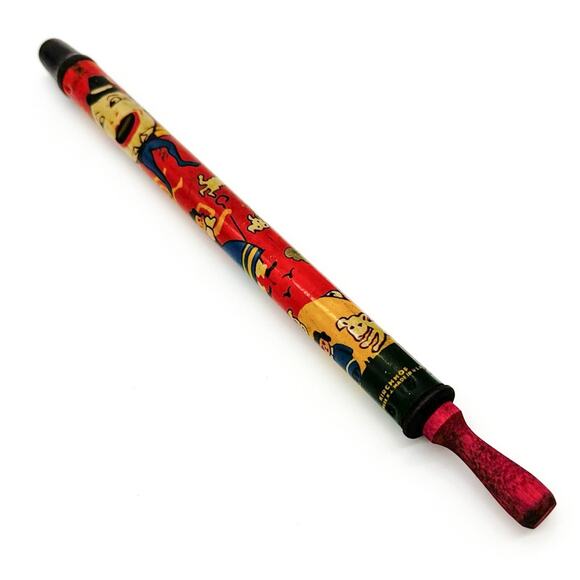 1930s Kirchhof Red Slide Whistle Tin Litho Humpty Dumpty Theme Noise Maker - Picture 6 of 13